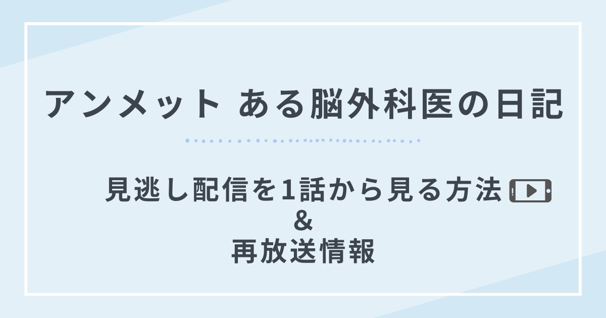 アンメットある脳外科医の日記再放送